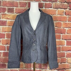 Isabella Bird Gray Leather Blazer Women's Size 12 Business Professional 4 Button